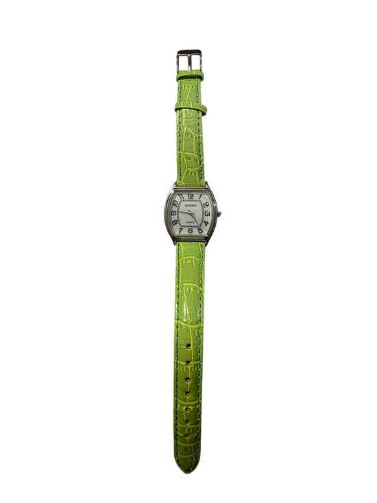 Gossip Accessories - Gossip Lime Green Croc-Embossed Leather Strap Analog Watch